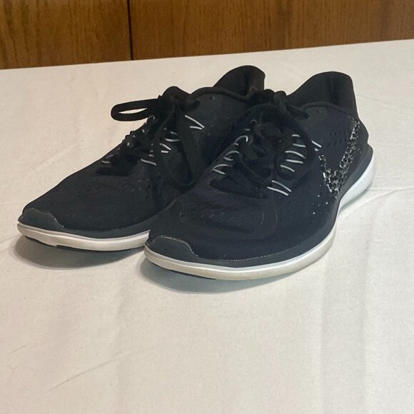 Size 6 - Nike Flex 2017 RN Black Anthracite W Black Sparkle Adorned Swooshes - Picture 1 of 12